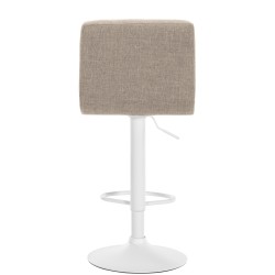 Juego de 2 taburetes de bar Calma, tela blanca y crema