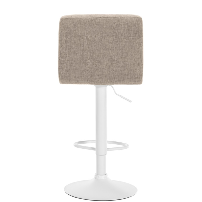 Juego de 2 taburetes de bar Calma, tela blanca y crema