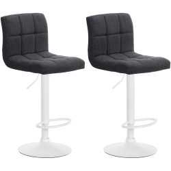 Juego de 2 taburetes de bar Calma en tejido blanco y gris oscuro