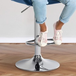 Juego de 2 taburetes de bar Braga en terciopelo azul cromado