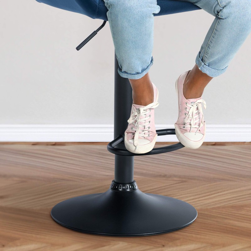 Juego de 2 taburetes de bar Braga en terciopelo negro y azul