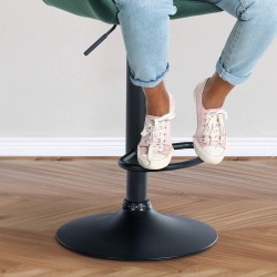 Juego de 2 taburetes de bar Braga en terciopelo negro y verde oscuro