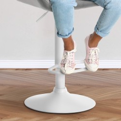 Juego de 2 taburetes de bar Braga en terciopelo blanco y gris