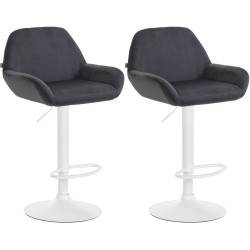 Juego de 2 taburetes de bar Braga en terciopelo blanco y negro