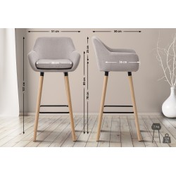 Taburete de bar Grant en tela color topo