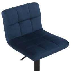 Juego de 4 taburetes de bar Feni en terciopelo azul