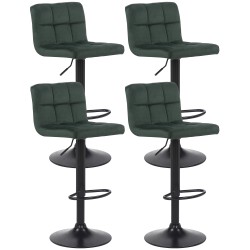 Juego de 4 taburetes de bar Feni en terciopelo verde