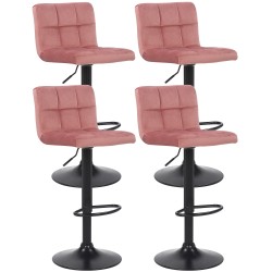 Juego de 4 taburetes de bar Feni en terciopelo rosa