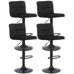 Juego de 4 taburetes de bar Feni de terciopelo negro