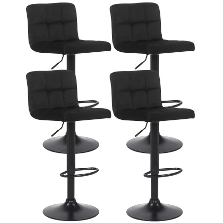 Juego de 4 taburetes de bar Feni de terciopelo negro
