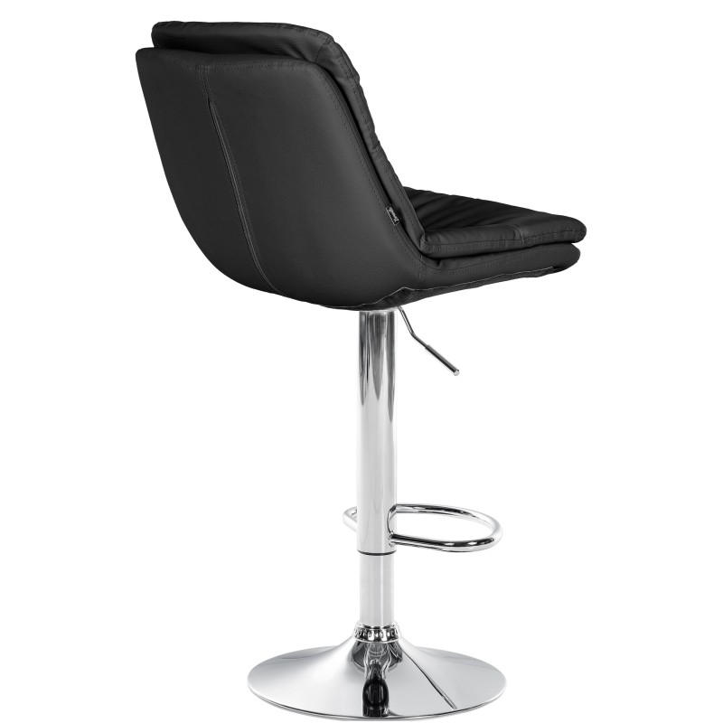 Taburete de bar Laurel, piel sintética, cromo negro