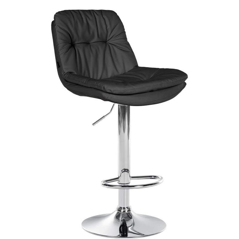 Taburete de bar Laurel, piel sintética, cromo negro