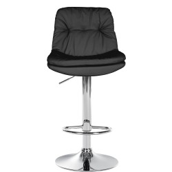 Taburete de bar Laurel, piel sintética, cromo negro