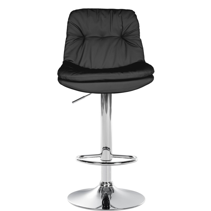 Taburete de bar Laurel, piel sintética, cromo negro