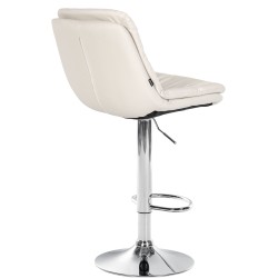 Taburete de bar Laurel de polipiel cromada blanca