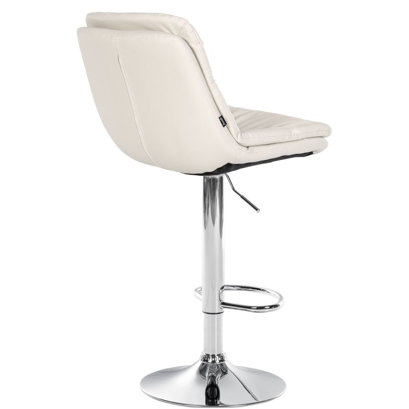 Taburete de bar Laurel de polipiel cromada blanca