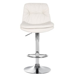 Taburete de bar Laurel de polipiel cromada blanca