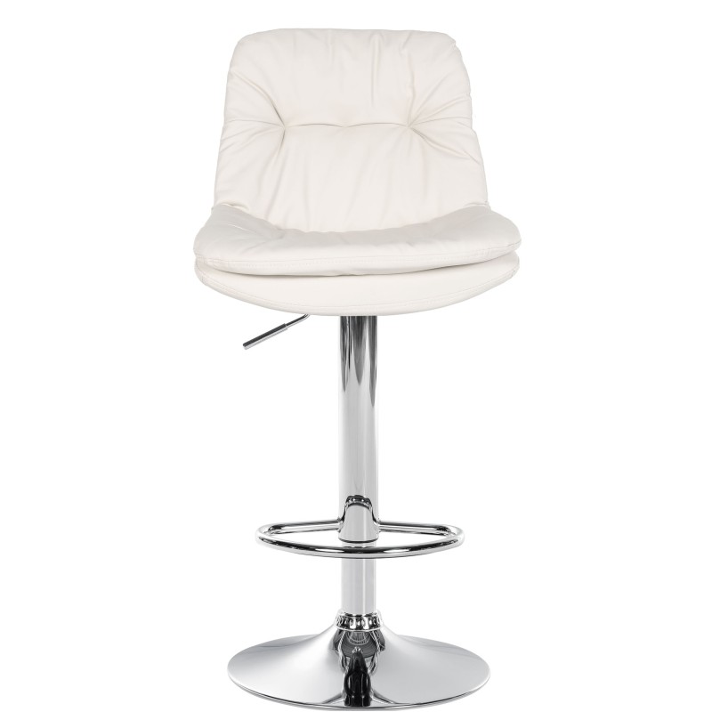 Taburete de bar Laurel de polipiel cromada blanca