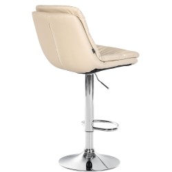 Taburete de bar Laurel en piel sintética cromada color crema