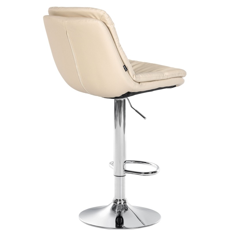 Taburete de bar Laurel en piel sintética cromada color crema