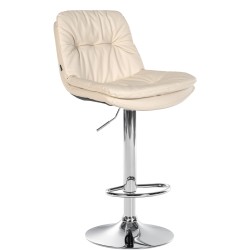 Taburete de bar Laurel en piel sintética cromada color crema