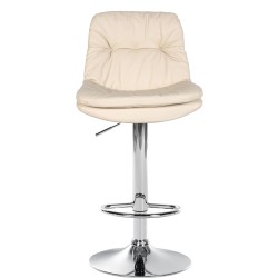 Taburete de bar Laurel en piel sintética cromada color crema