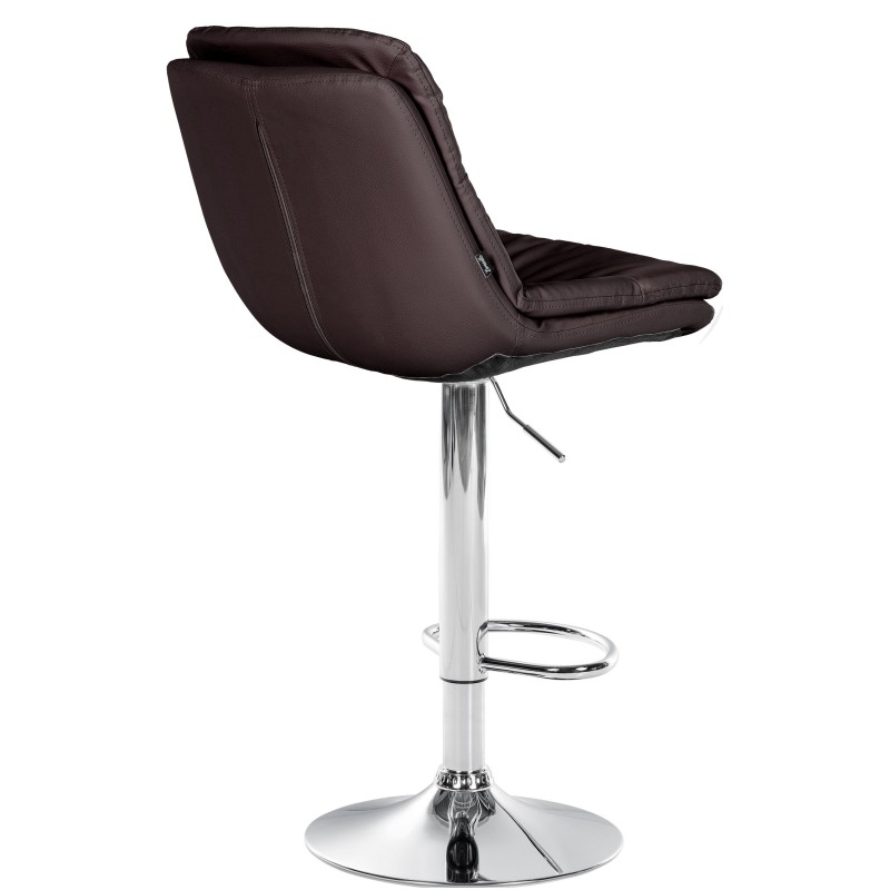 Taburete de bar Laurel en piel sintética marrón cromada