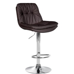 Taburete de bar Laurel en piel sintética marrón cromada