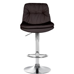 Taburete de bar Laurel en piel sintética marrón cromada