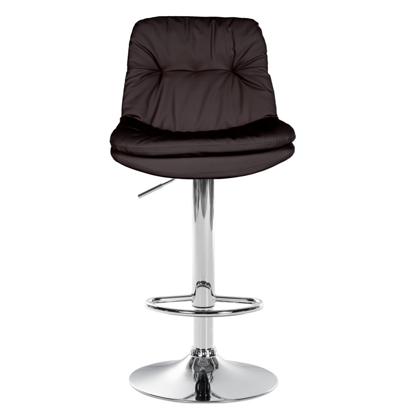 Taburete de bar Laurel en piel sintética marrón cromada