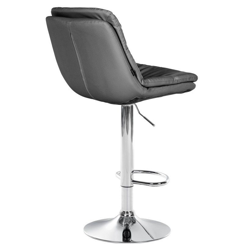Taburete de bar Laurel, piel sintética, gris cromo