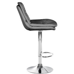 Taburete de bar Laurel, piel sintética, gris cromo