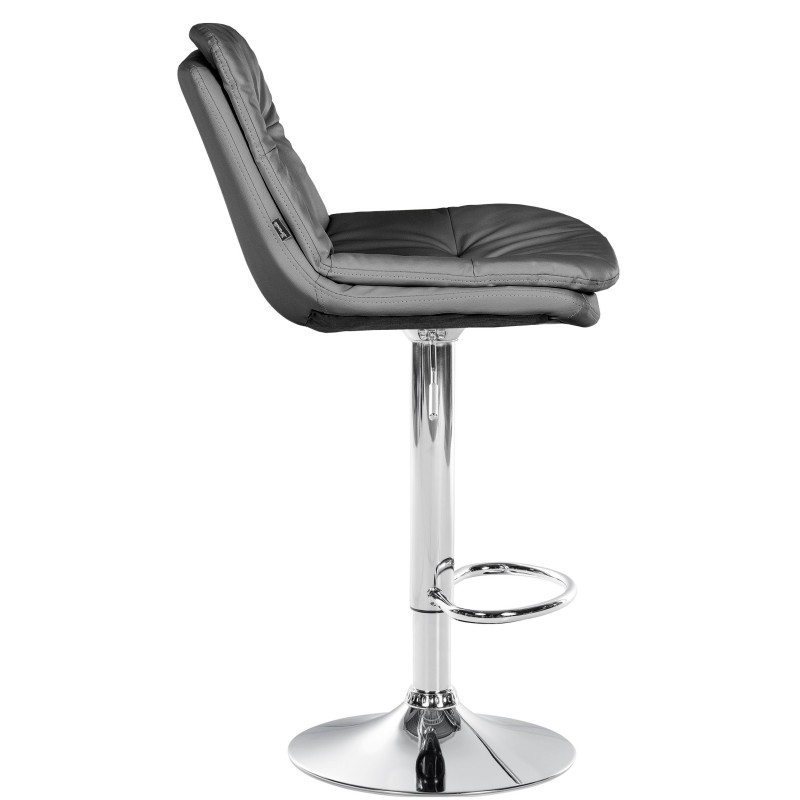 Taburete de bar Laurel, piel sintética, gris cromo