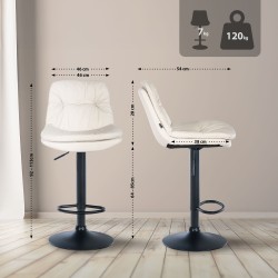 Taburete de bar Laurel en piel sintética blanca y negra