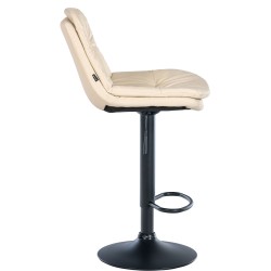 Taburete de bar Laurel en piel sintética color negro y crema