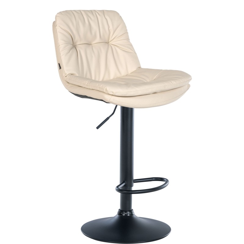 Taburete de bar Laurel en piel sintética color negro y crema