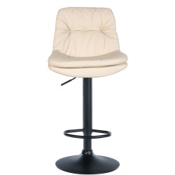 Taburete de bar Laurel en piel sintética color negro y crema