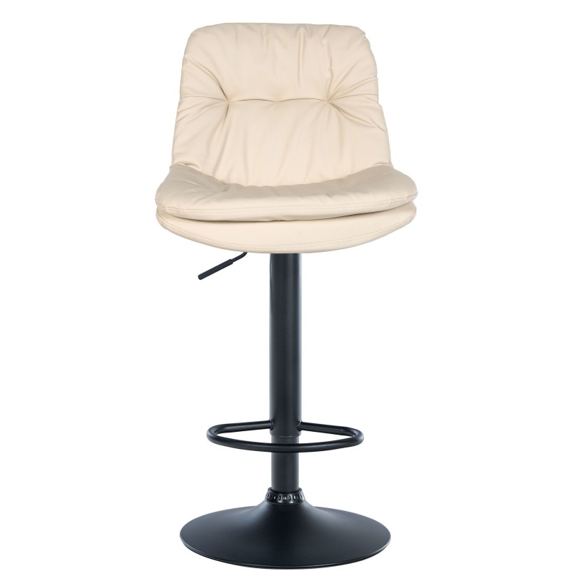 Taburete de bar Laurel en piel sintética color negro y crema