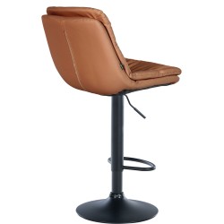 Taburete de bar Laurel de piel sintética color marrón claro y negro