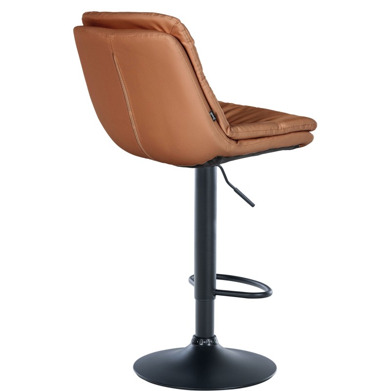 Taburete de bar Laurel de piel sintética color marrón claro y negro
