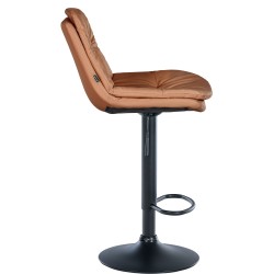 Taburete de bar Laurel de piel sintética color marrón claro y negro