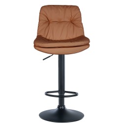 Taburete de bar Laurel de piel sintética color marrón claro y negro