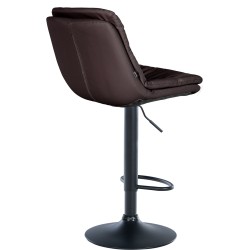 Taburete de bar Laurel, piel sintética, negro y marrón
