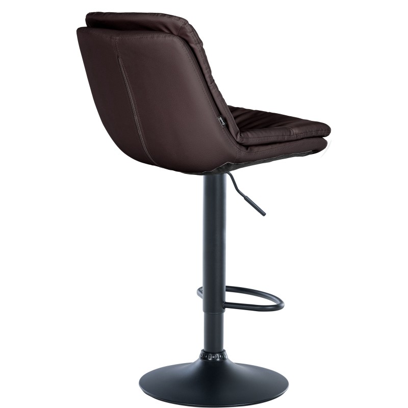 Taburete de bar Laurel, piel sintética, negro y marrón