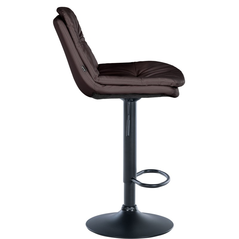 Taburete de bar Laurel, piel sintética, negro y marrón