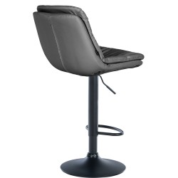 Taburete de bar Laurel, piel sintética negra/gris