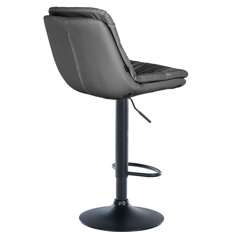Taburete de bar Laurel, piel sintética negra/gris