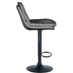 Taburete de bar Laurel, piel sintética negra/gris