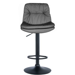 Taburete de bar Laurel, piel sintética negra/gris