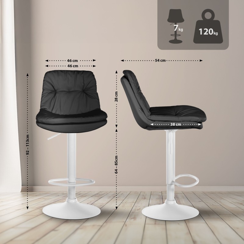 Taburete de bar Laurel en piel sintética blanca y negra